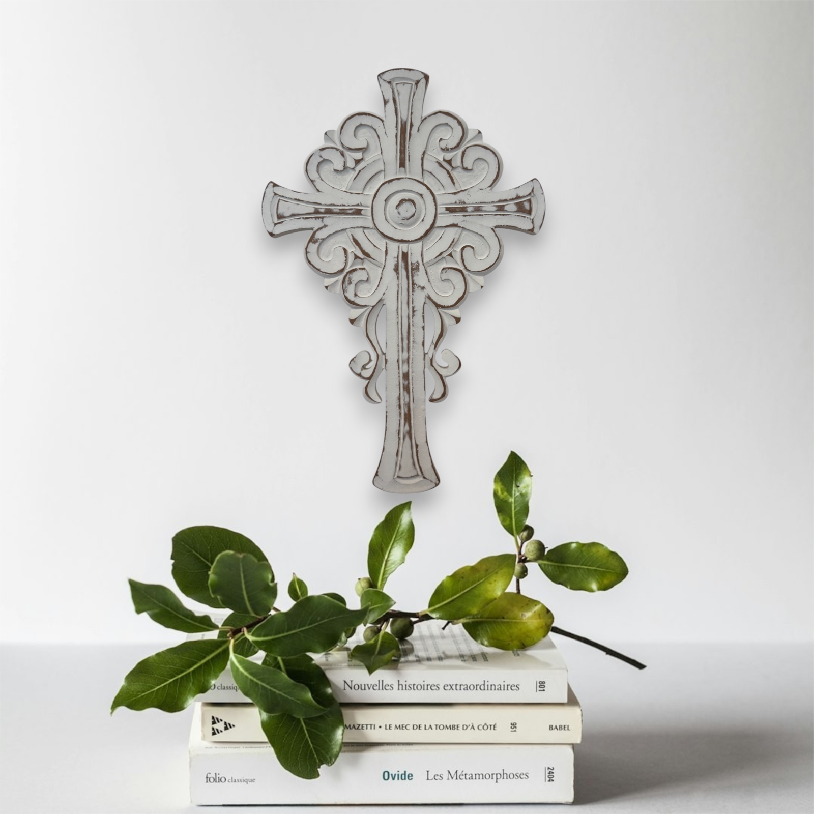 San Cristobol Wall Cross - White Wash 